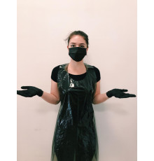 Фартук 120х70 полиэтиленовый одноразовый, Черный, 50ш,/упт